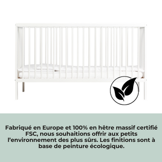 Midi Lit bébé - Pack Premium Naturel 3 en 1 (Blanc)