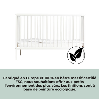 Mini Lit bébé - Pack Premium Naturel 3 en 1 (Blanc)