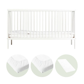 Midi Lit bébé - Pack Essentiel 4 pièces (Blanc)